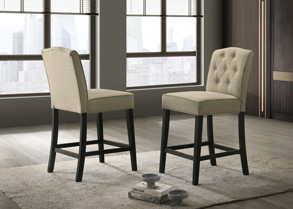 Jasper Set of 2 Beige Fabric Counter Height Chairs