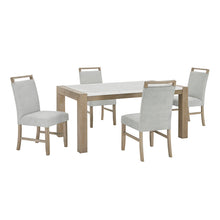 Tabitha 5Pc 66" Rectangular White Faux Marble Top Dining Set in Light Oak Finish