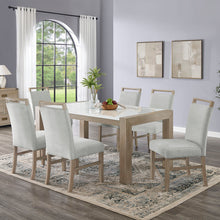 Tabitha 7Pc 66" Rectangular White Faux Marble Top Dining Set in Light Oak Finish