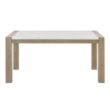 Tabitha 7Pc 66" Rectangular White Faux Marble Top Dining Set in Light Oak Finish