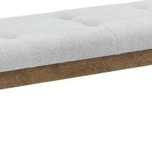 Darla Walnut Oak Dining Bench in Light Gray Fabric