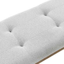 Darla Walnut Oak Dining Bench in Light Gray Fabric