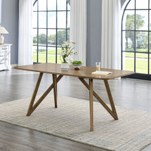 Darla 70" Rectangular Walnut Oak Geometric Cross Base Dining Table