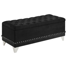 Barzini Velvet Upholstered Tufted Storage Bench – Black
