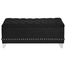 Barzini Velvet Upholstered Tufted Storage Bench – Black