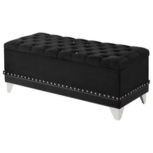 Barzini Velvet Upholstered Tufted Storage Bench – Black