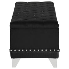 Barzini Velvet Upholstered Tufted Storage Bench – Black