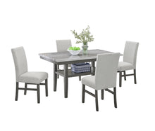 Selena 5-Piece 60" Gray Faux Marble Dining Set – Rectangular Table