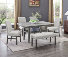 Selena 6-Piece 60" Rectangular Gray Faux Marble Dining Set