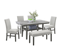 Selena 6-Piece 60" Rectangular Gray Faux Marble Dining Set