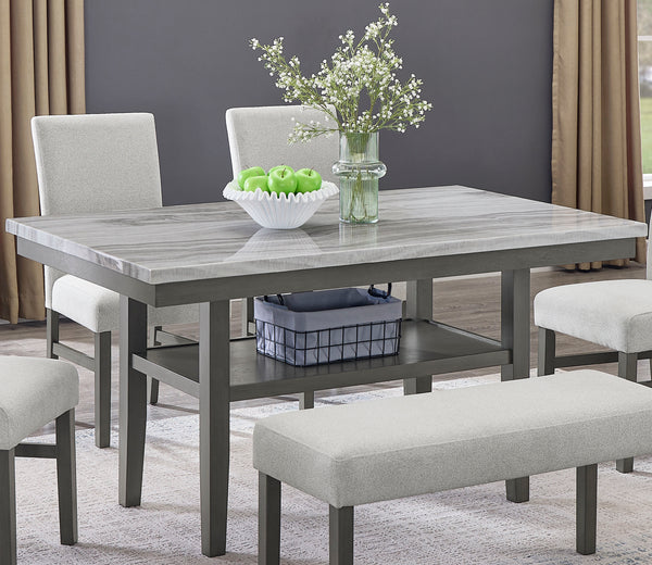 Selena 60" Gray Faux Marble Top Rectangular Dining Table