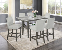 Selena 7-Piece 60" Gray Faux Marble Counter Height Dining Set