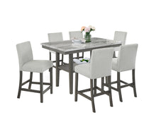 Selena 7-Piece 60" Gray Faux Marble Counter Height Dining Set