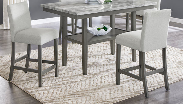 Selena 6-Piece 60" Rectangular Gray Faux Marble Counter Height Dining Set