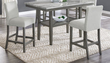 Selena 7-Piece 60" Gray Faux Marble Counter Height Dining Set