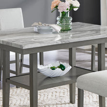 Selena 7-Piece 60" Gray Faux Marble Counter Height Dining Set