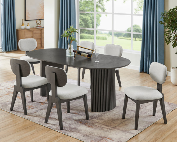 Valencia 7-Piece 80" Oval Gray Oak Finish Dining Set