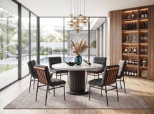 Valencia 7-Piece 54" Round White Faux Marble Dining Set (30070-4)