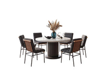 Valencia 7-Piece 54" Round White Faux Marble Dining Set (30070-4)
