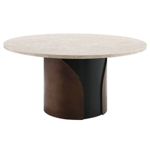 Rufina - Round Dining Table With Marble Top - Natural Marble Top & Walnut