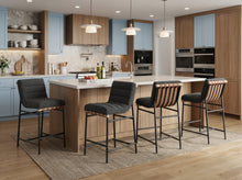 Lahni Set of 4 Dark Gray Boucle Fabric Counter Height Stools[NA:8]