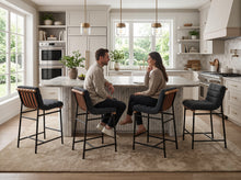 Lahni Set of 4 Dark Gray Boucle Fabric Counter Height Stools[NA:8]