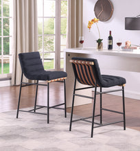 Lahni Set of 2 Black Boucle Fabric Counter Height Stools[NA:13]