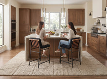 Lahni Set of 2 Black Boucle Fabric Counter Height Stools[NA:13]