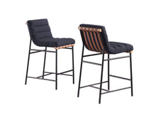Lahni Set of 2 Black Boucle Fabric Counter Height Stools[NA:13]