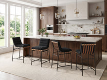 Lahni Set of 4 Black Boucle Fabric Counter Height Stools[NA:14]