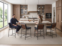 Lahni Set of 4 Black Boucle Fabric Counter Height Stools[NA:14]