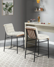 Lahni Set of 2 White Boucle Fabric Counter Height Stools[NA:11]