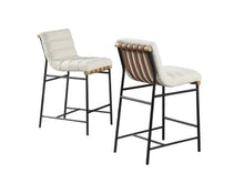 Lahni Set of 2 White Boucle Fabric Counter Height Stools[NA:11]