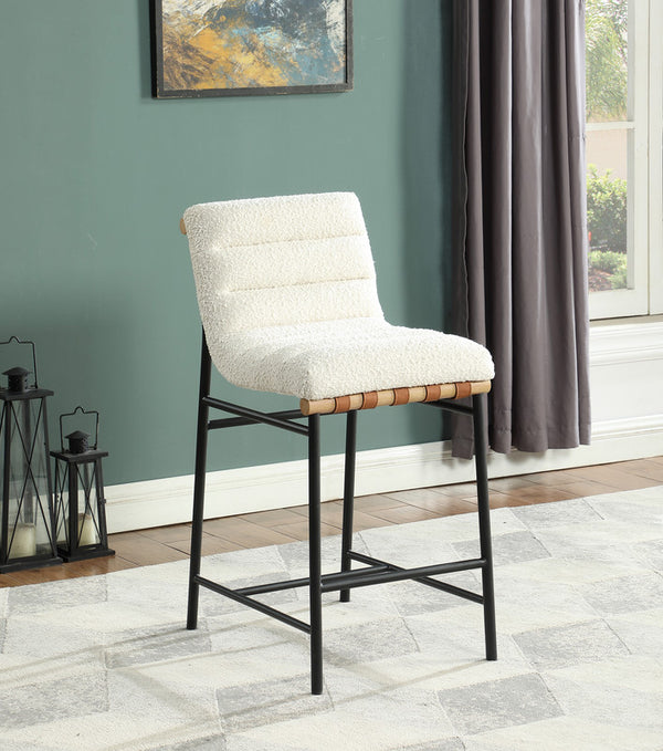 Lahni White Boucle Fabric Counter Height Chair (Fully Assembled)