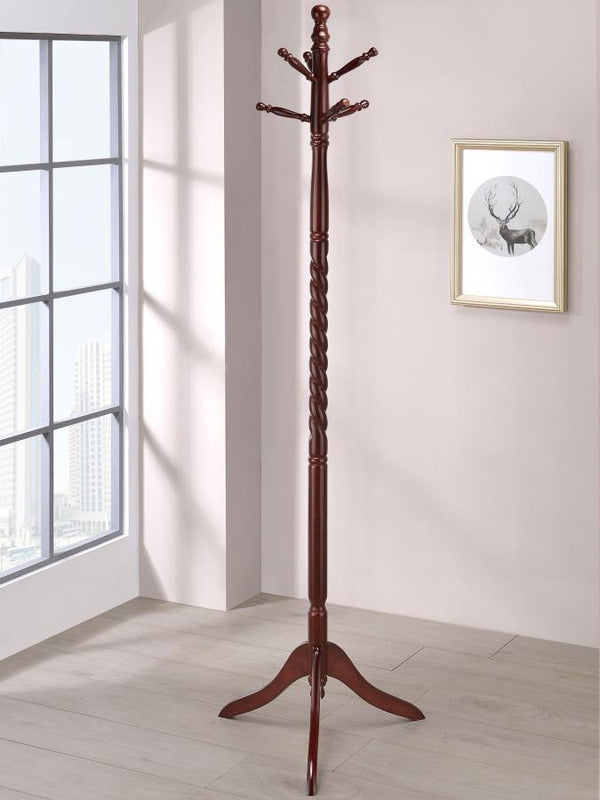 Riona 6 Hook Freestanding Wood Coat Rack Hat Hanger – Merlot