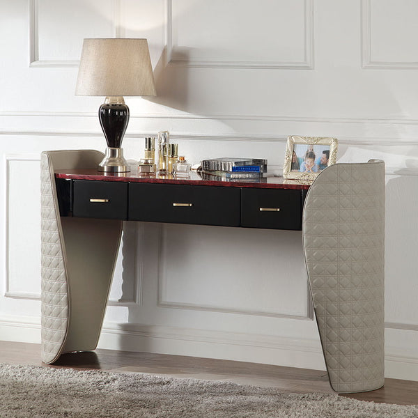 Jamonica Vanity Desk Gray & Dark Brown