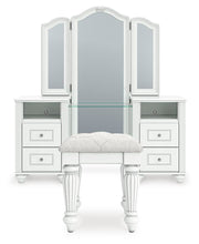 Kozlani - 3 Pc. - Vanity, Mirror And Stool - White