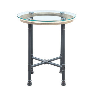 Brantley - End Table - Clear Glass & Sandy Gray