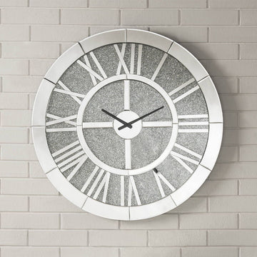 Noralie - Wall Clock - Mirrored & Faux Diamonds