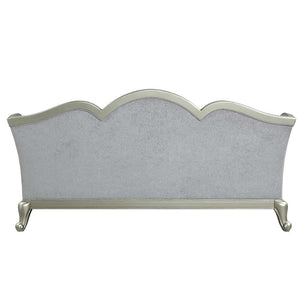 Qunsia - Sofa - Light Gray Linen & Champagne Finish