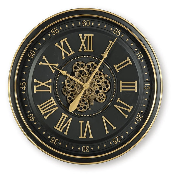 Dairton Wall Clock Black / Gold Finish