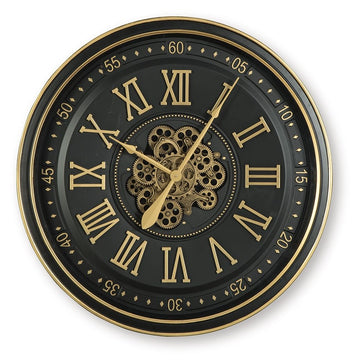 Dairton - Wall Clock - Black / Gold Finish