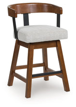 Ralene - Medium Brown - Upholstered Swivel Barstool (Set of 2)