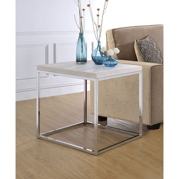 Snyder - End Table - Engineered Stone Top & Chrome