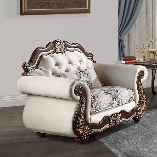 Pierce Chair With Pillow Beige Fabric & Cherry