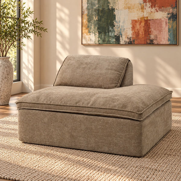 Almano Modular Right Facing Chaise Light Brown Chenille