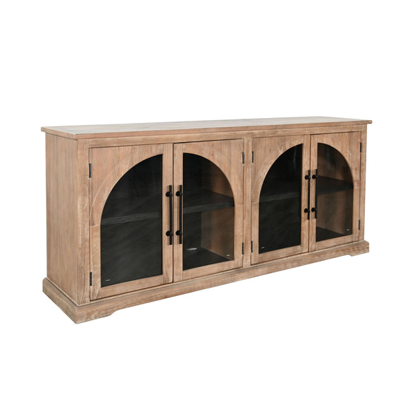 Elena Modern Wood Display Cabinet With Arched Glass Doors Umbra / Oak Grove