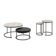 Forma - 4 Piece Occasional Set (1 Coffee, 1 Large End Table & 1 Stool, 1 Small End Table) - Black / White / Gray