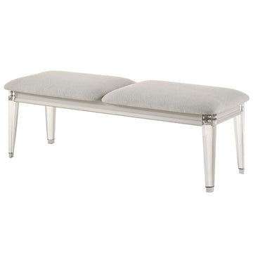 Laveda - Bench - Light Gray Boucle & Pearl White