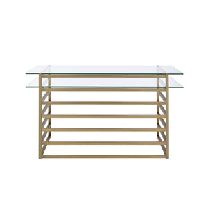 Shona - Writing Desk - Clear Glass Top & Antique Gold